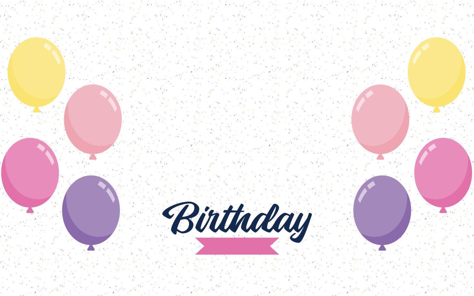 banner de texto de letras de feliz cumpleaños con fondo de globo vector