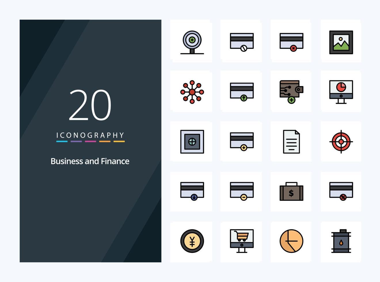 20 Finance line Filled icon for presentation vector