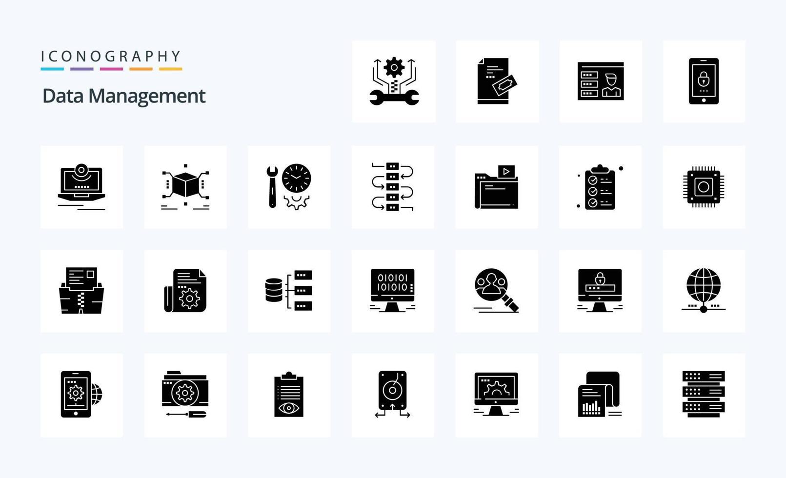 25 Data Management Solid Glyph icon pack vector