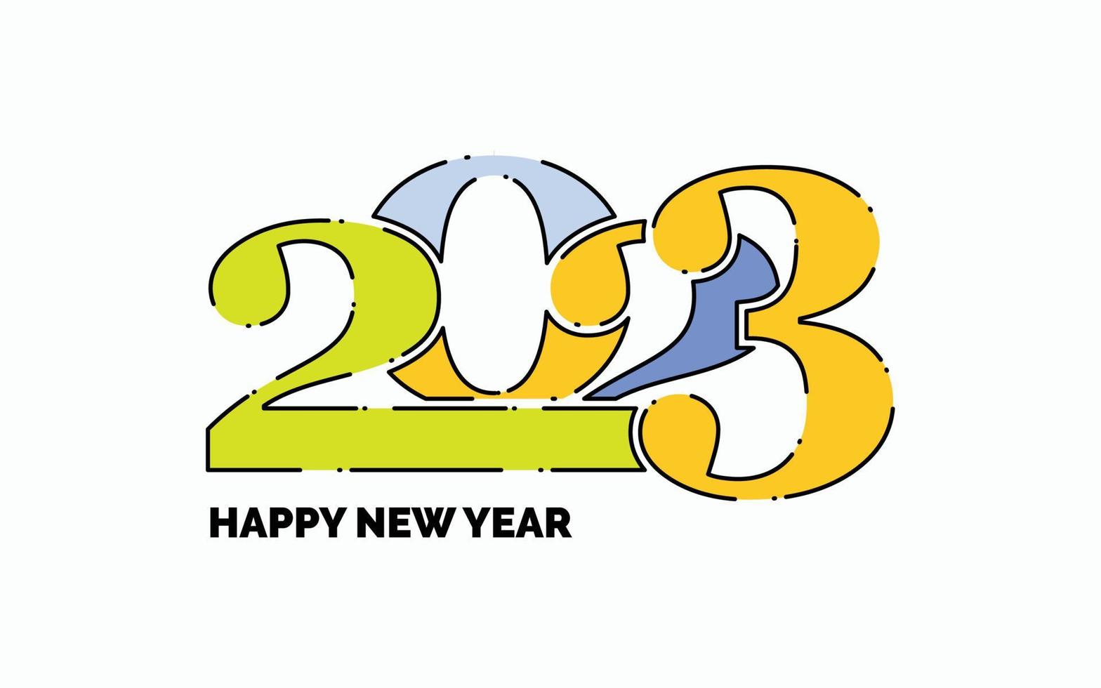 diseño de logotipo de omisión punteada de color plano de año nuevo 2023 vector