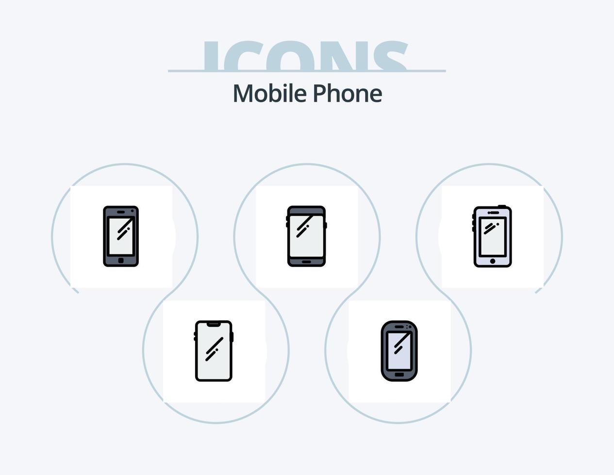 diseño de icono de paquete de 5 iconos llenos de línea de teléfono móvil. . Huawei vector