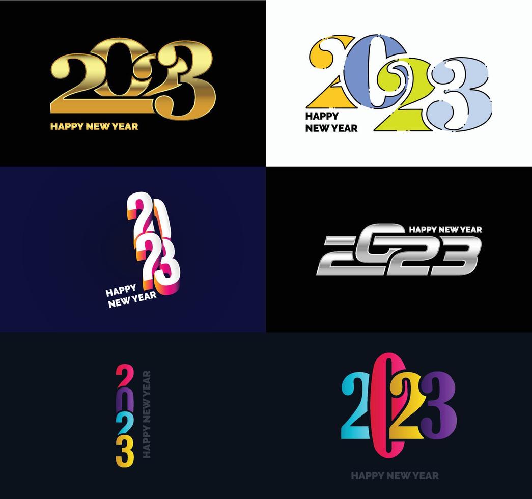 Big Set of 2023 Happy New Year logo text design 2023 number design template vector