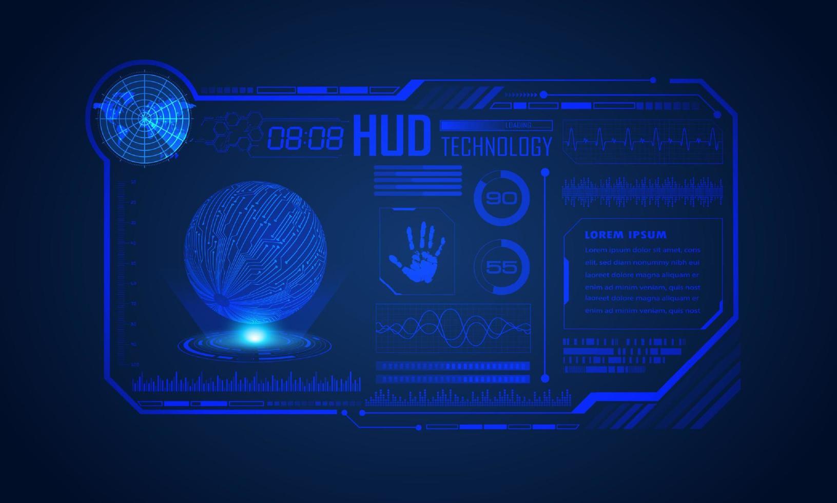Blue Modern HUD Technology Screen Background vector