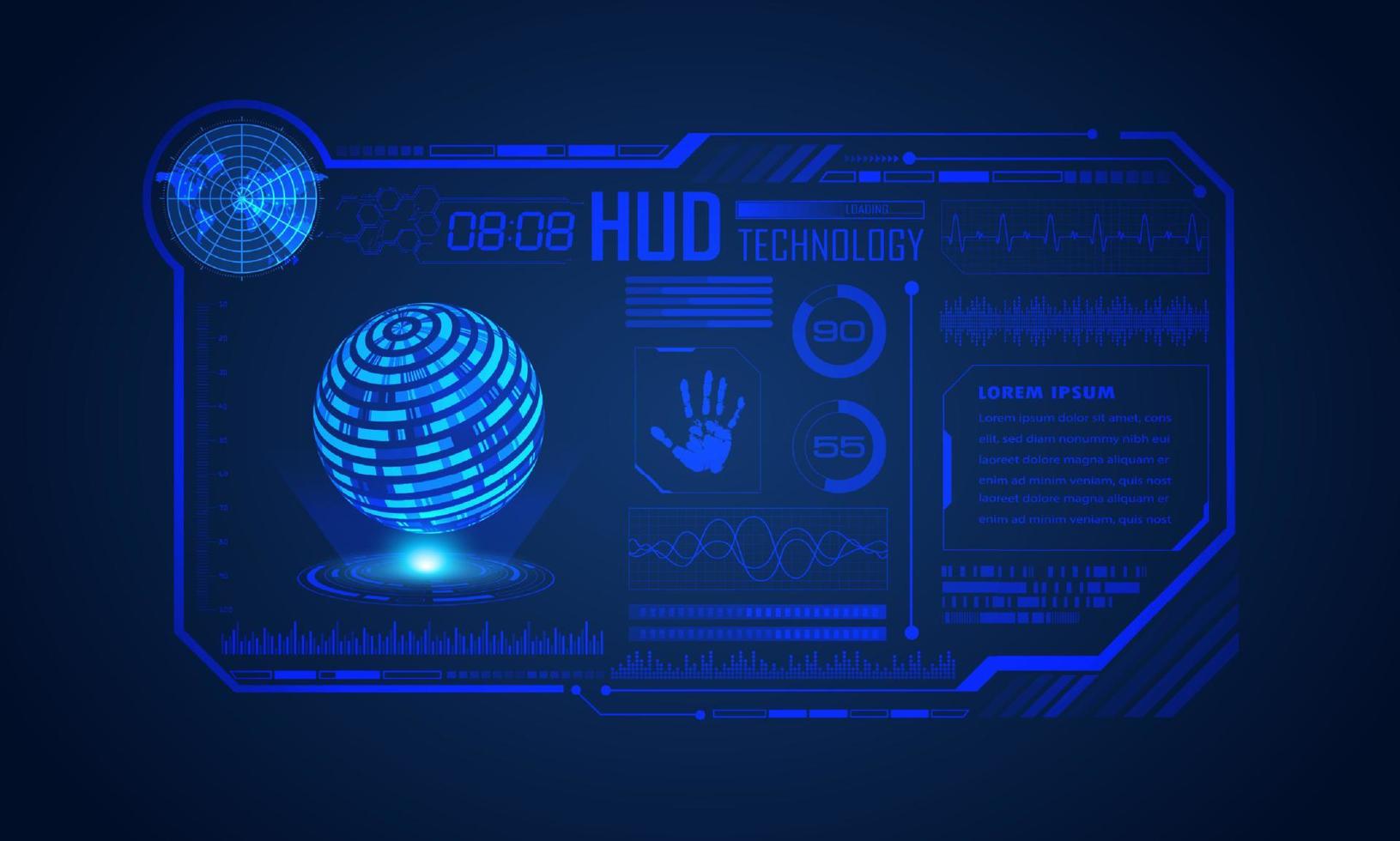 Blue Modern HUD Technology Screen Background vector