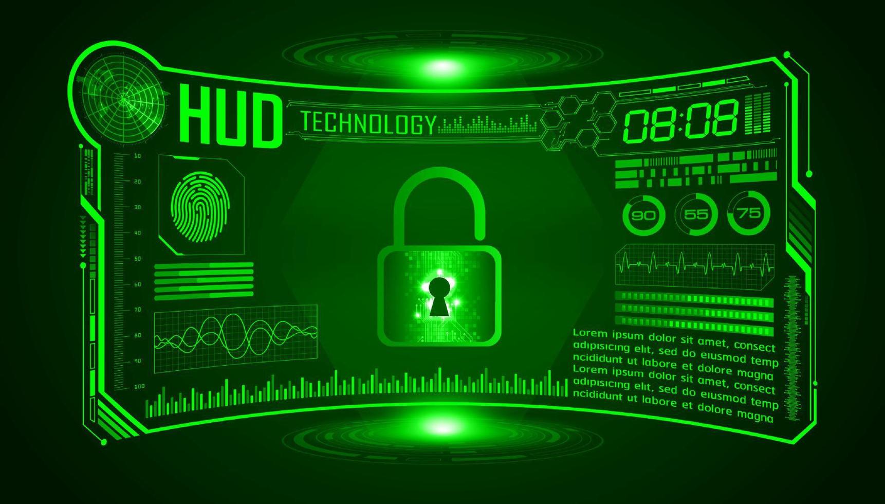 Modern HUD Technology Screen Background with padlock vector