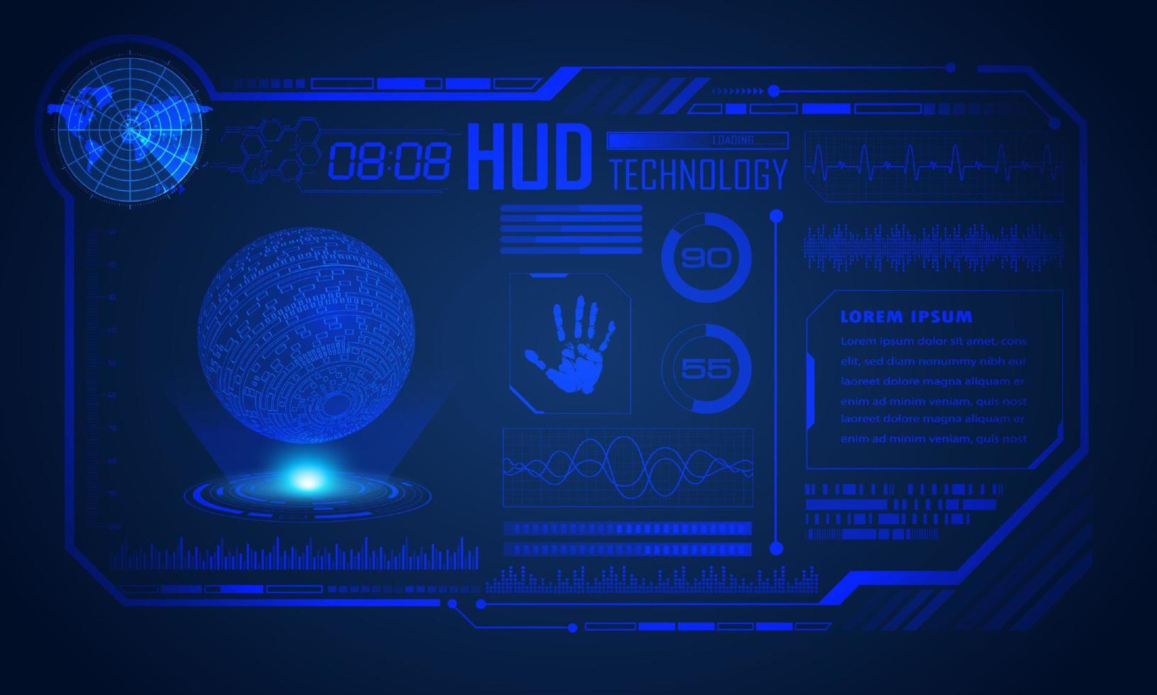 fondo de pantalla de tecnología hud moderna azul vector