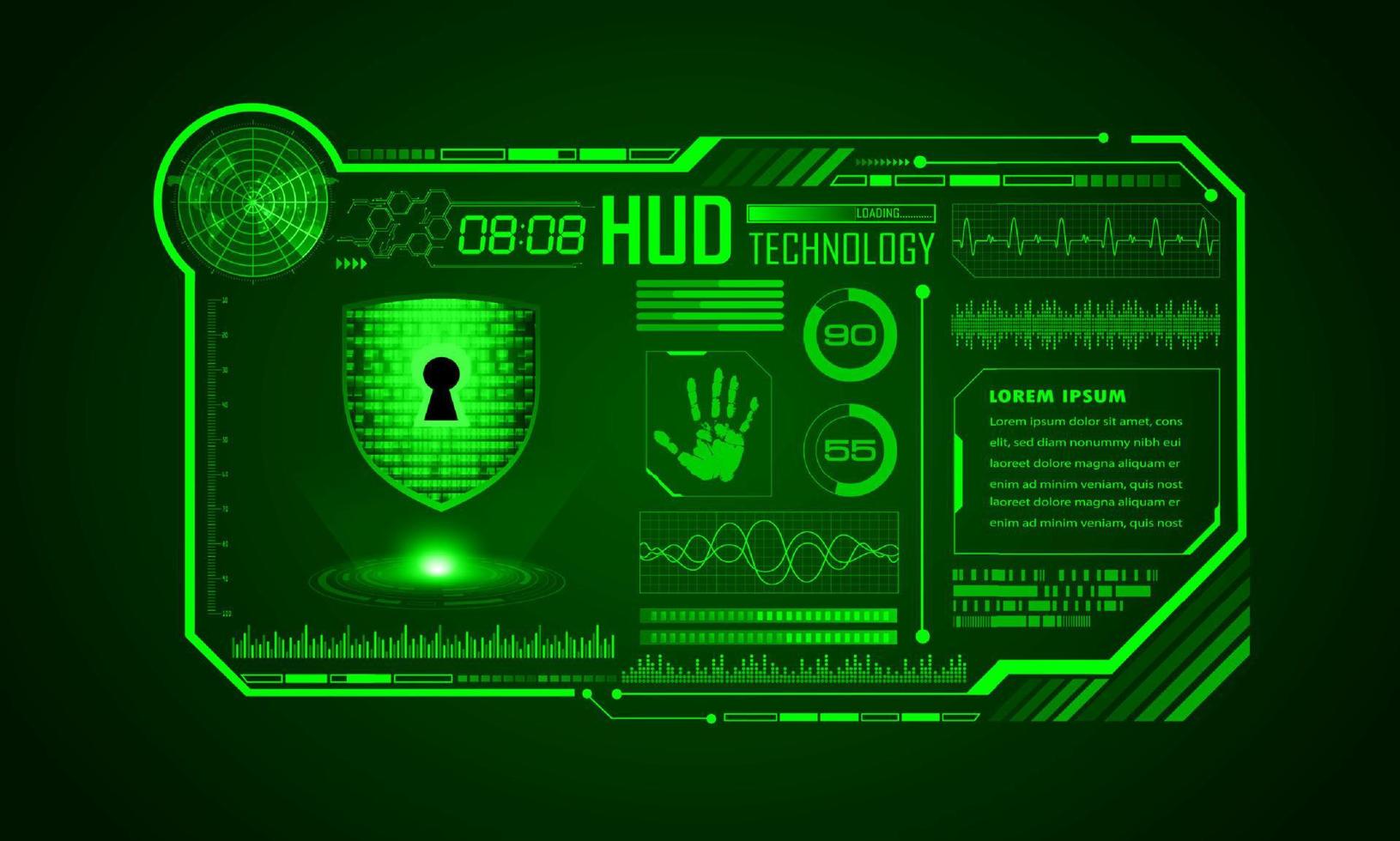 Modern HUD Technology Screen Background with padlock vector