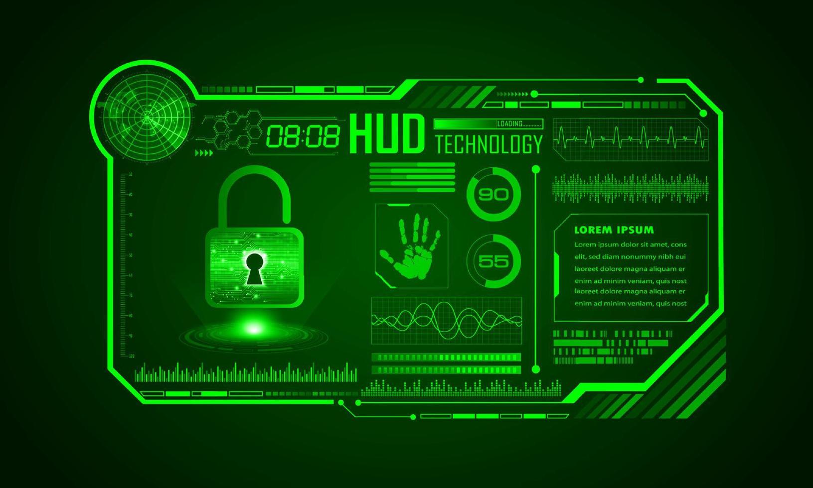 Modern HUD Technology Screen Background with padlock vector