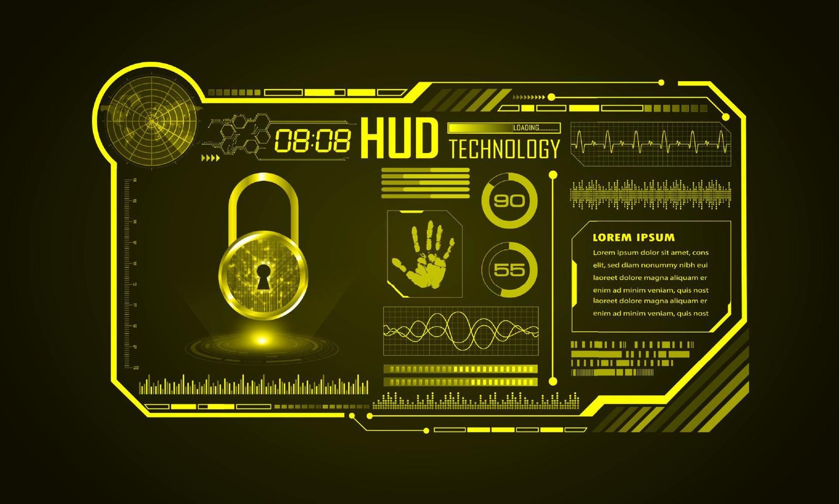 Modern HUD Technology Screen Background with padlock vector