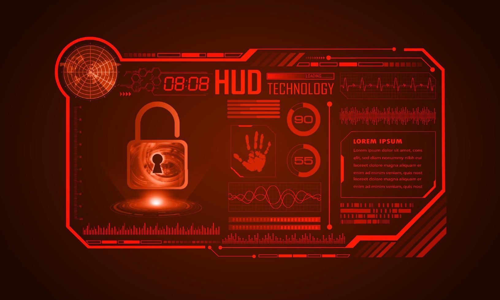 Modern HUD Technology Screen Background with padlock vector