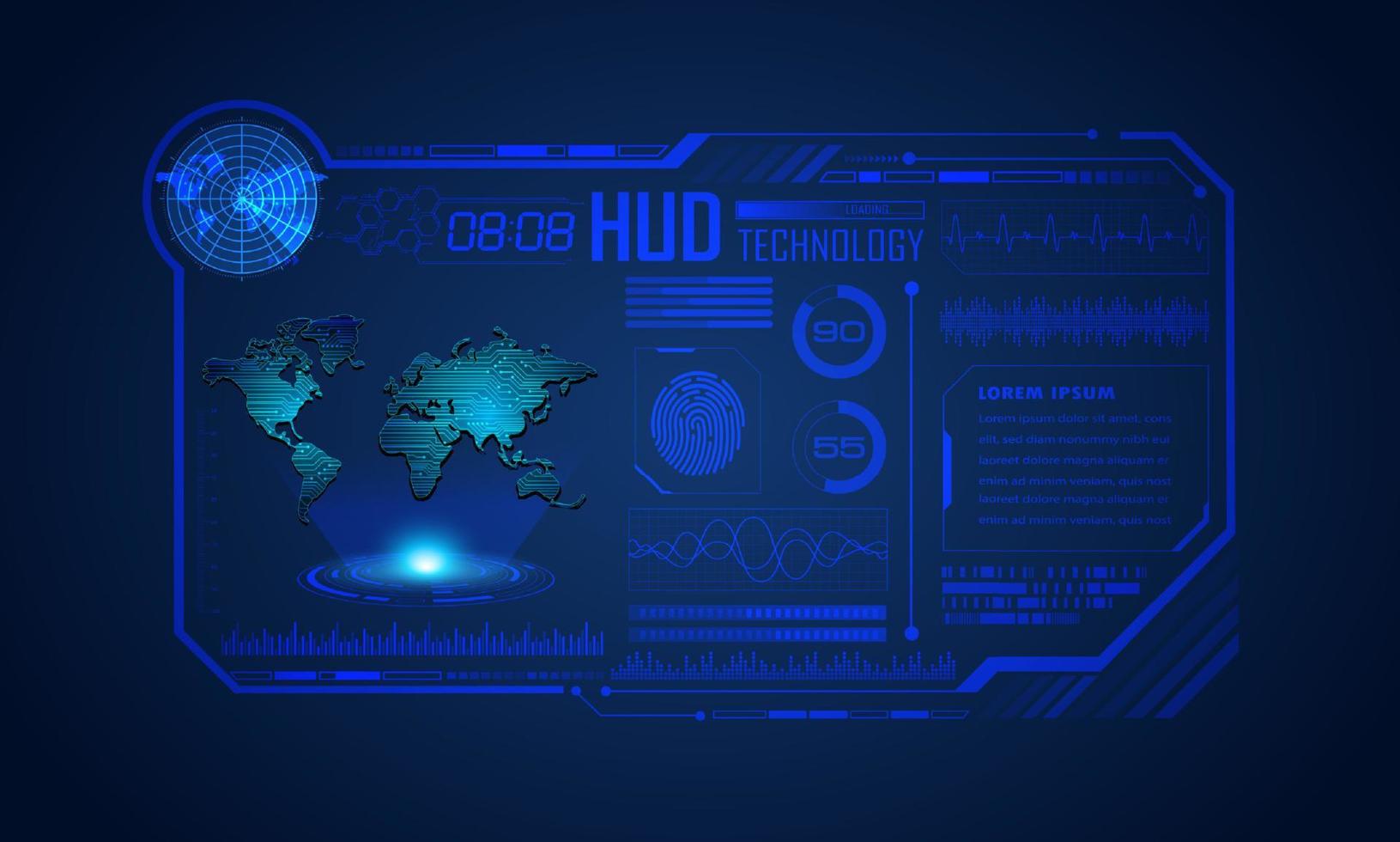 Blue Modern HUD Technology Screen Background vector