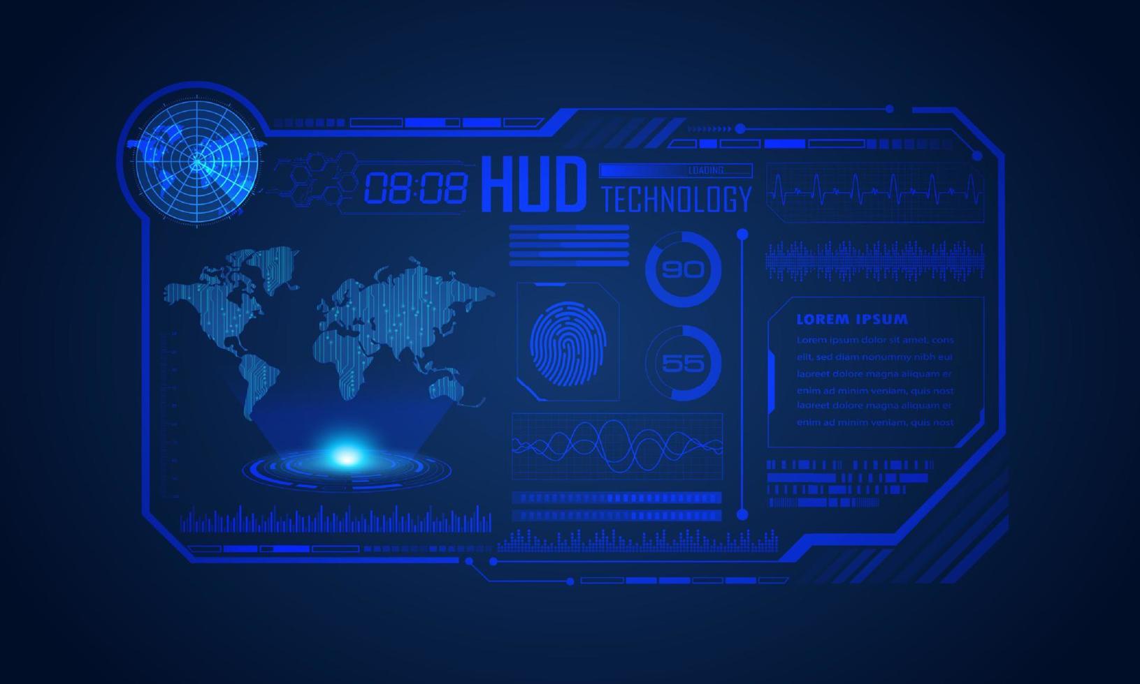 Blue Modern HUD Technology Screen Background vector