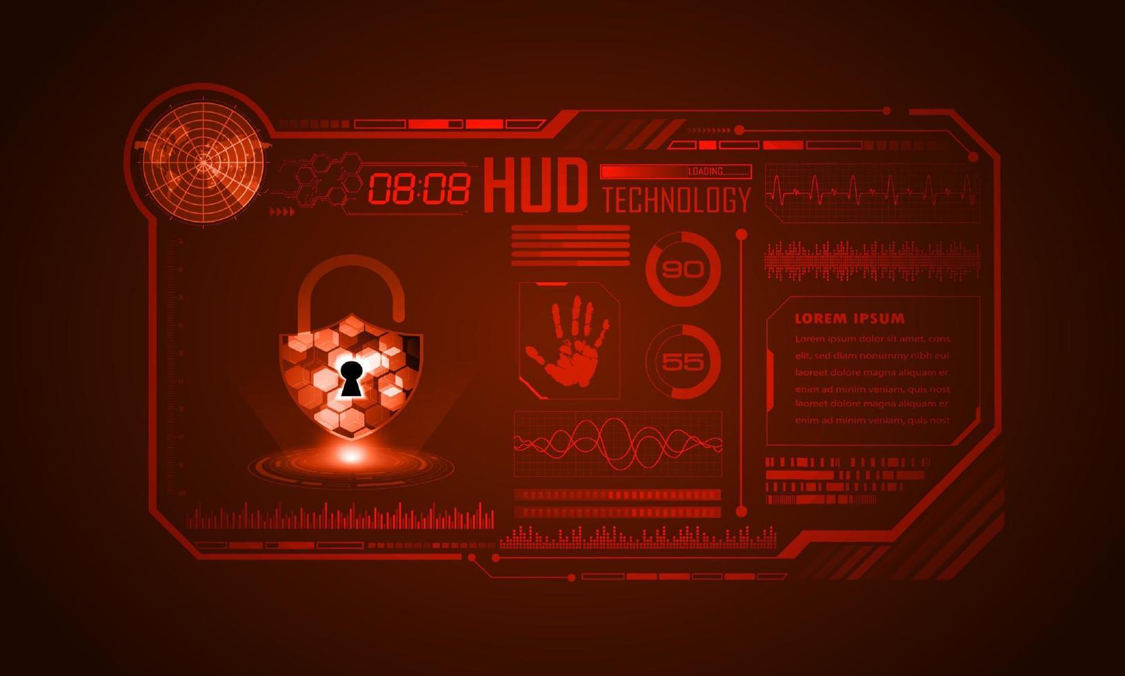 Modern HUD Technology Screen Background with padlock vector