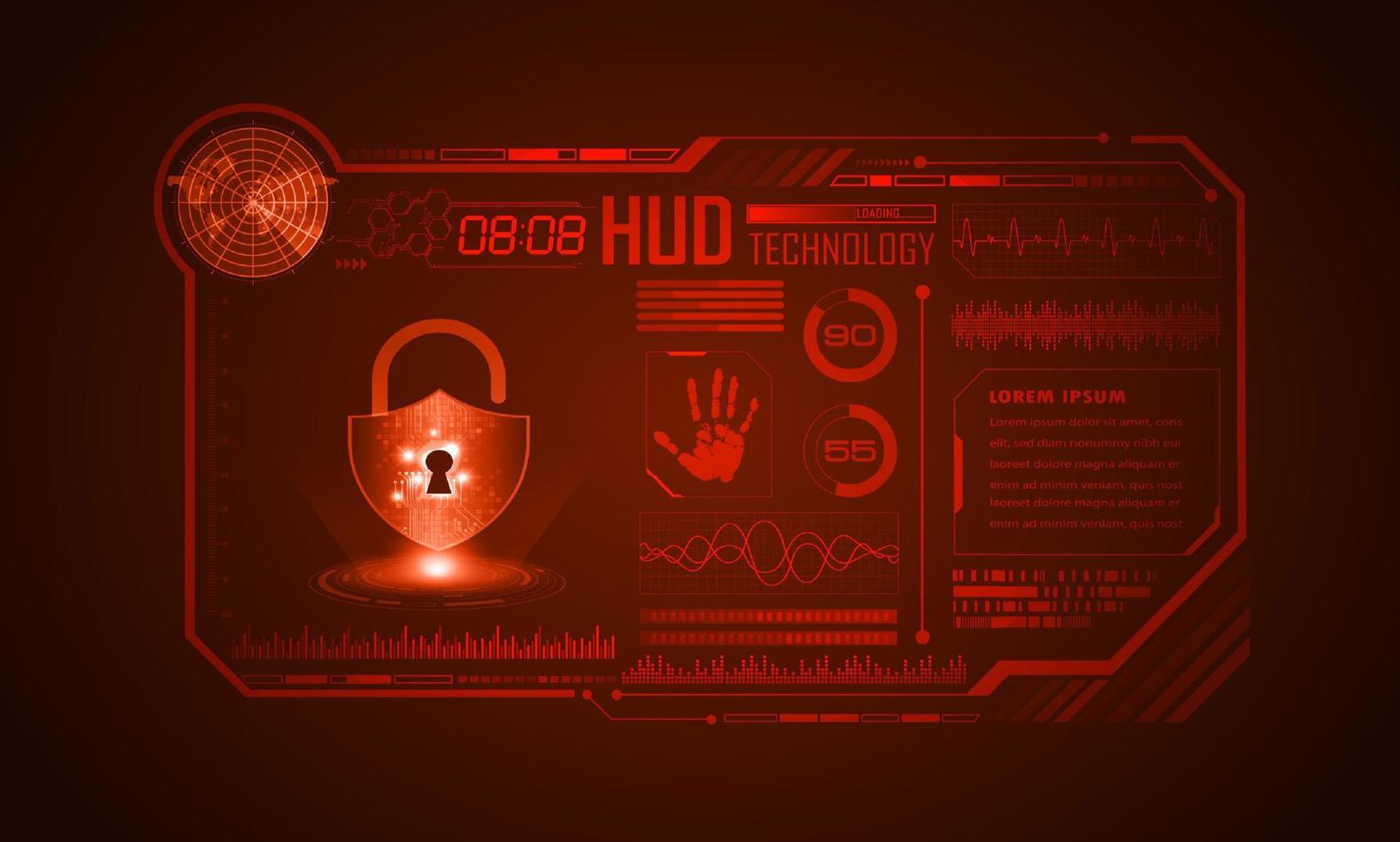 Modern HUD Technology Screen Background with padlock vector