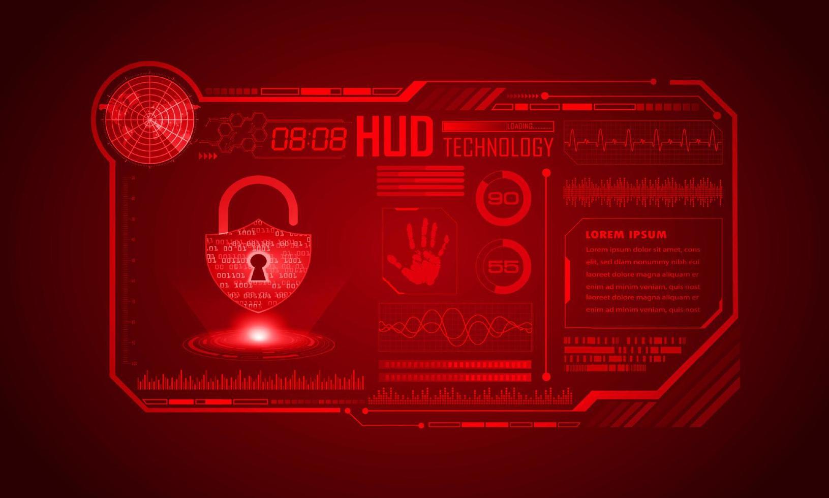 Modern HUD Technology Screen Background with padlock vector
