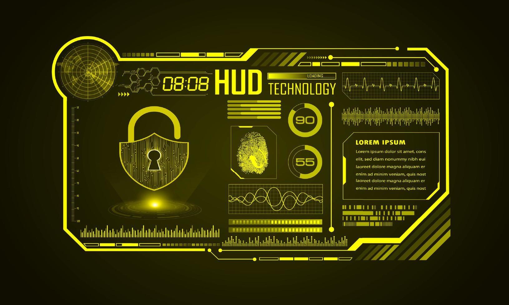 Modern HUD Technology Screen Background with Padlock vector