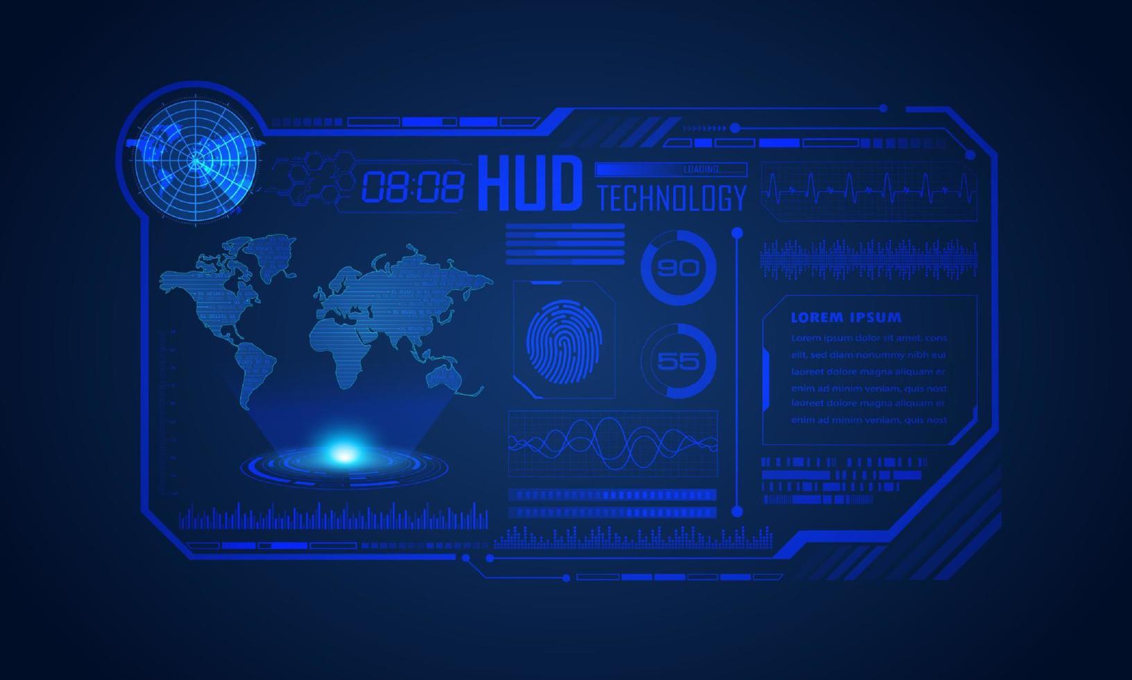 fondo de pantalla de tecnología hud moderna azul vector