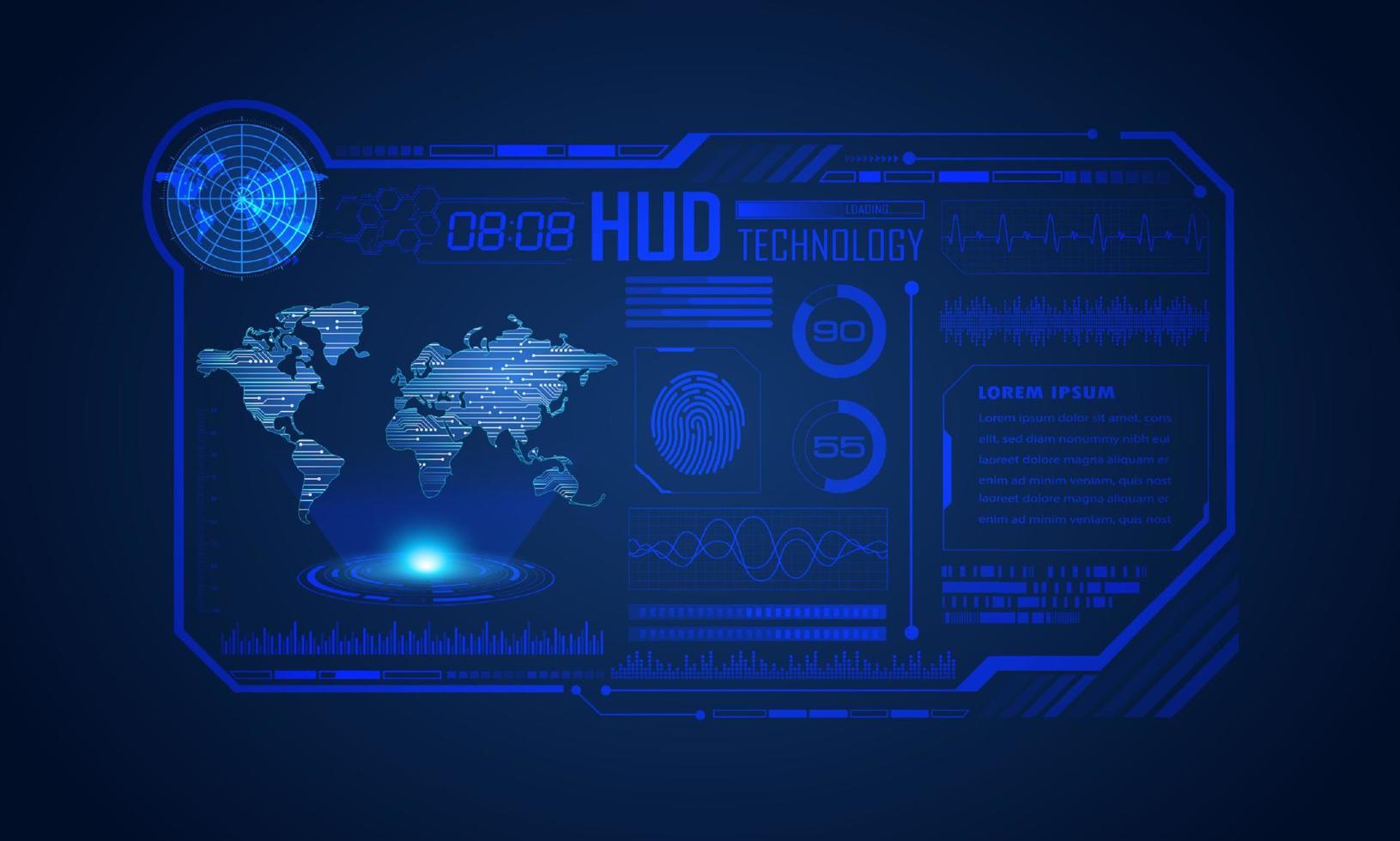 fondo de pantalla de tecnología hud moderna azul vector