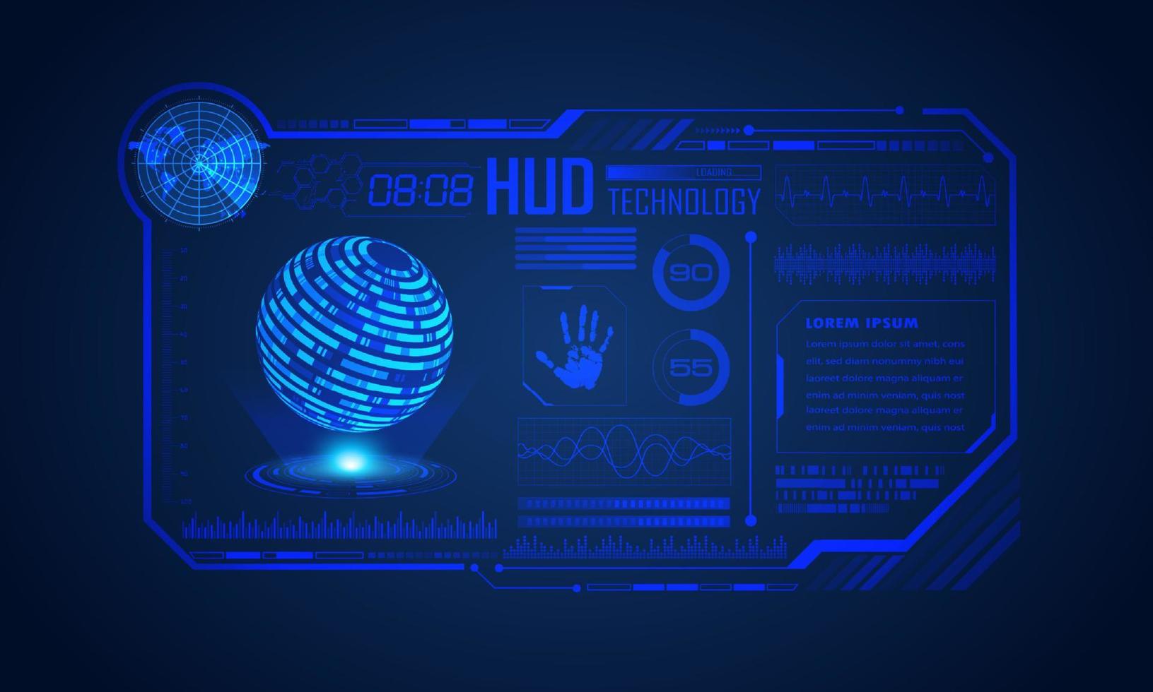 fondo de pantalla de tecnología hud moderna azul vector