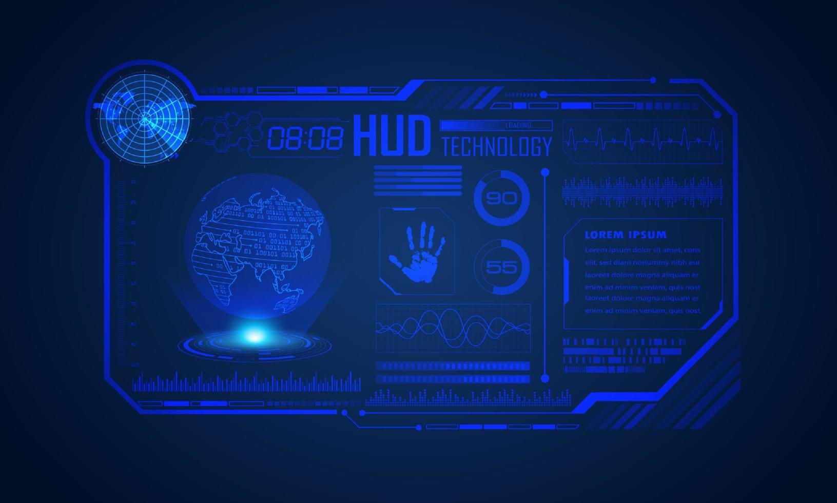 fondo de pantalla de tecnología hud moderna azul vector