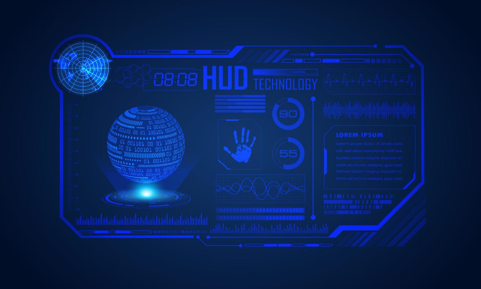 Blue Modern HUD Technology Screen Background vector