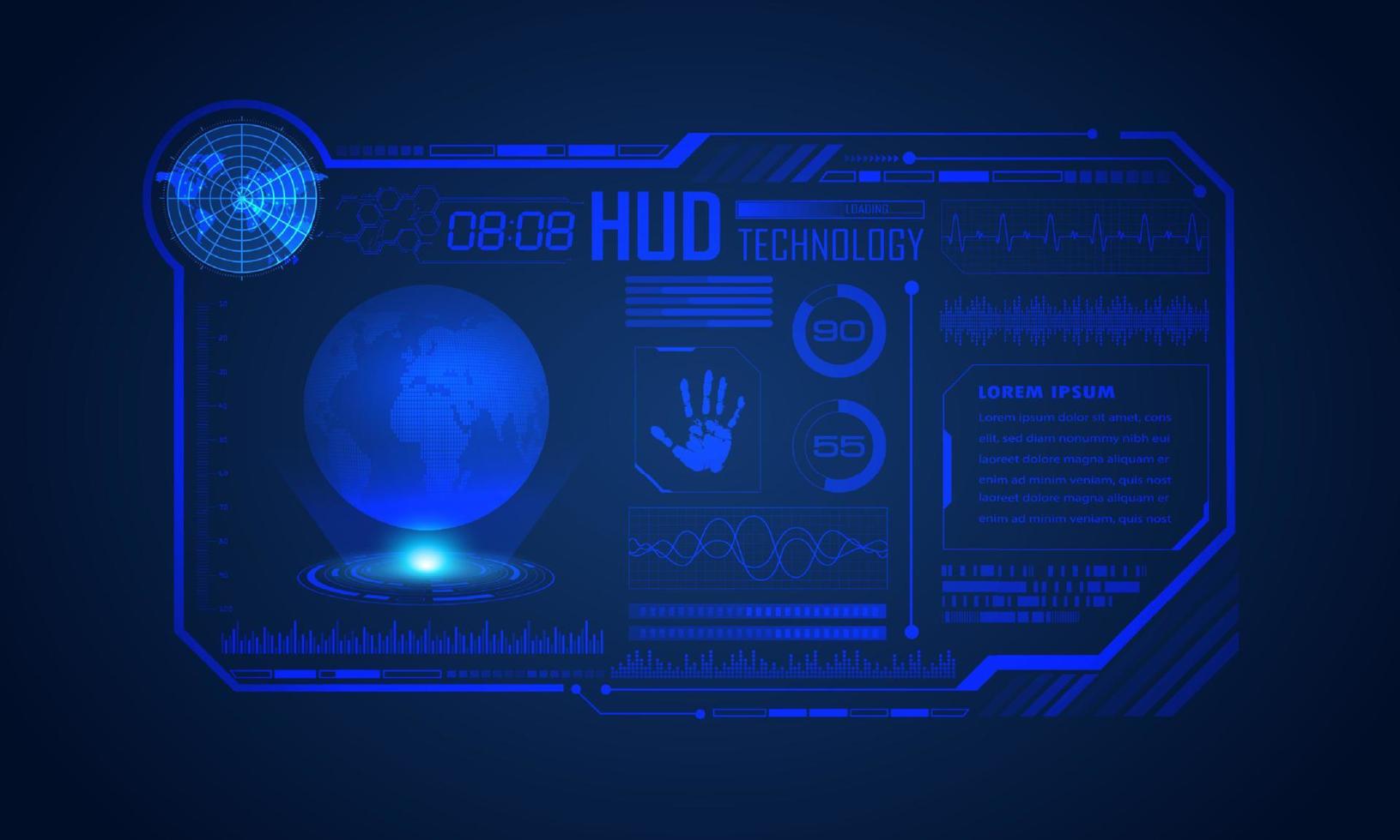 fondo de pantalla de tecnología hud moderna azul vector