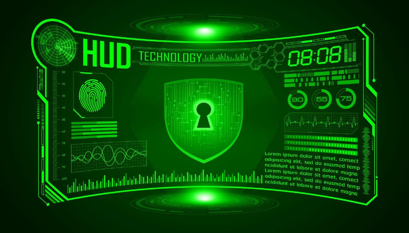 Modern HUD Technology Screen Background with padlock vector