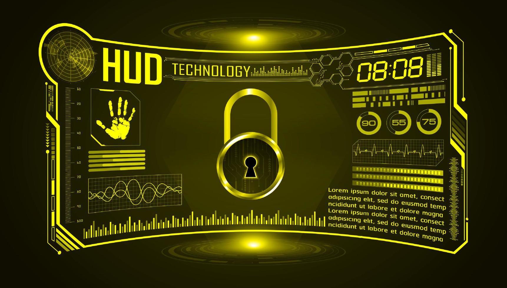 Modern HUD Technology Screen Background with padlock vector