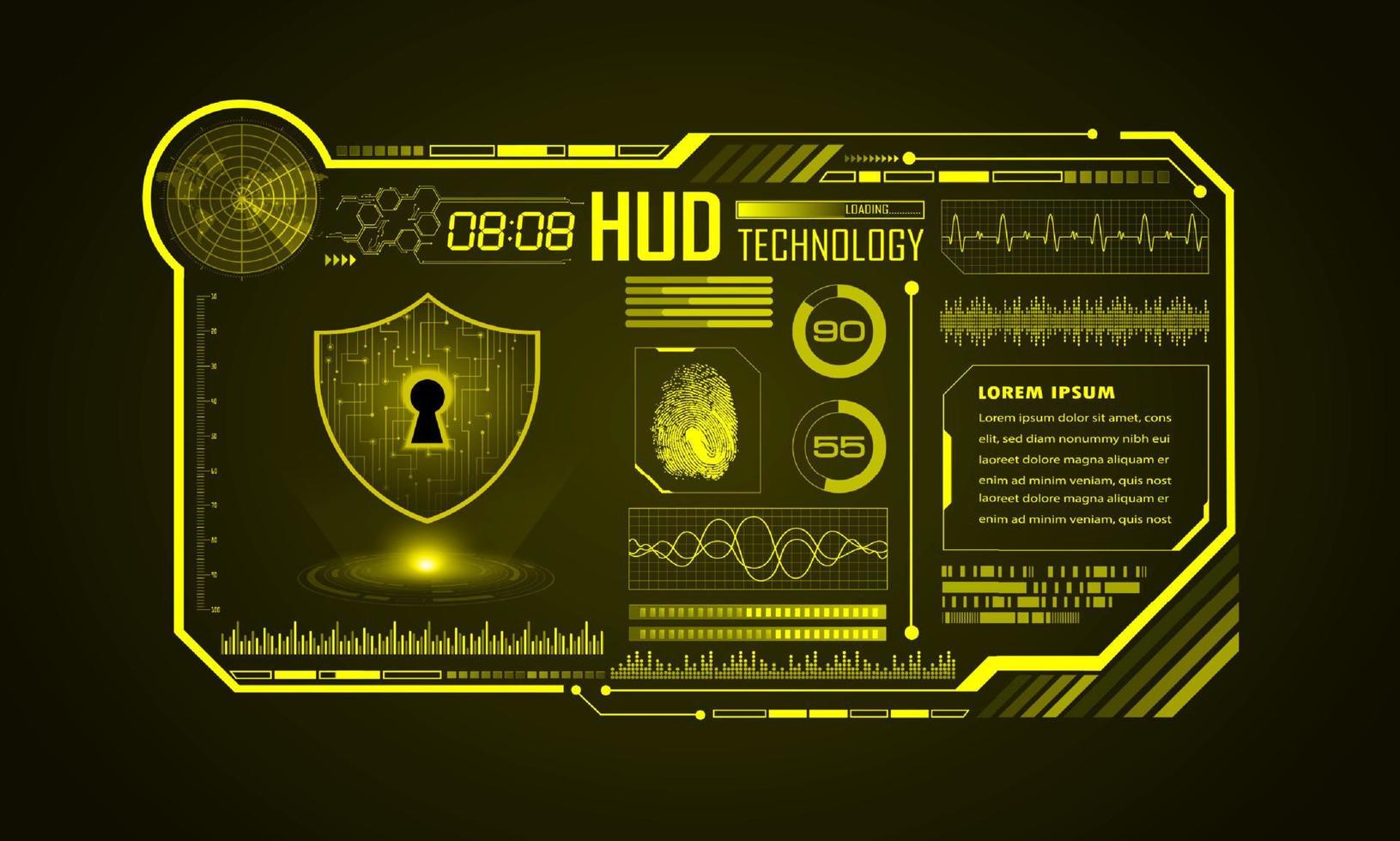 fondo de pantalla de tecnología hud moderna con candado vector