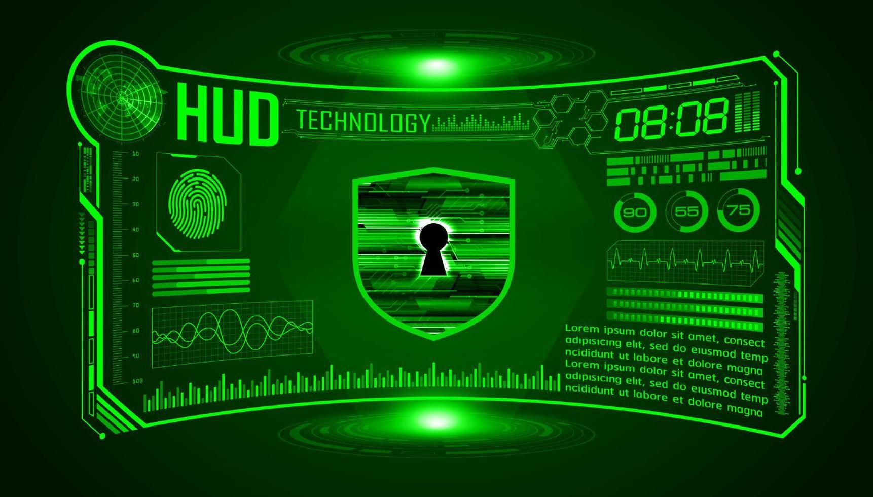 fondo de pantalla de tecnología hud moderna con candado vector