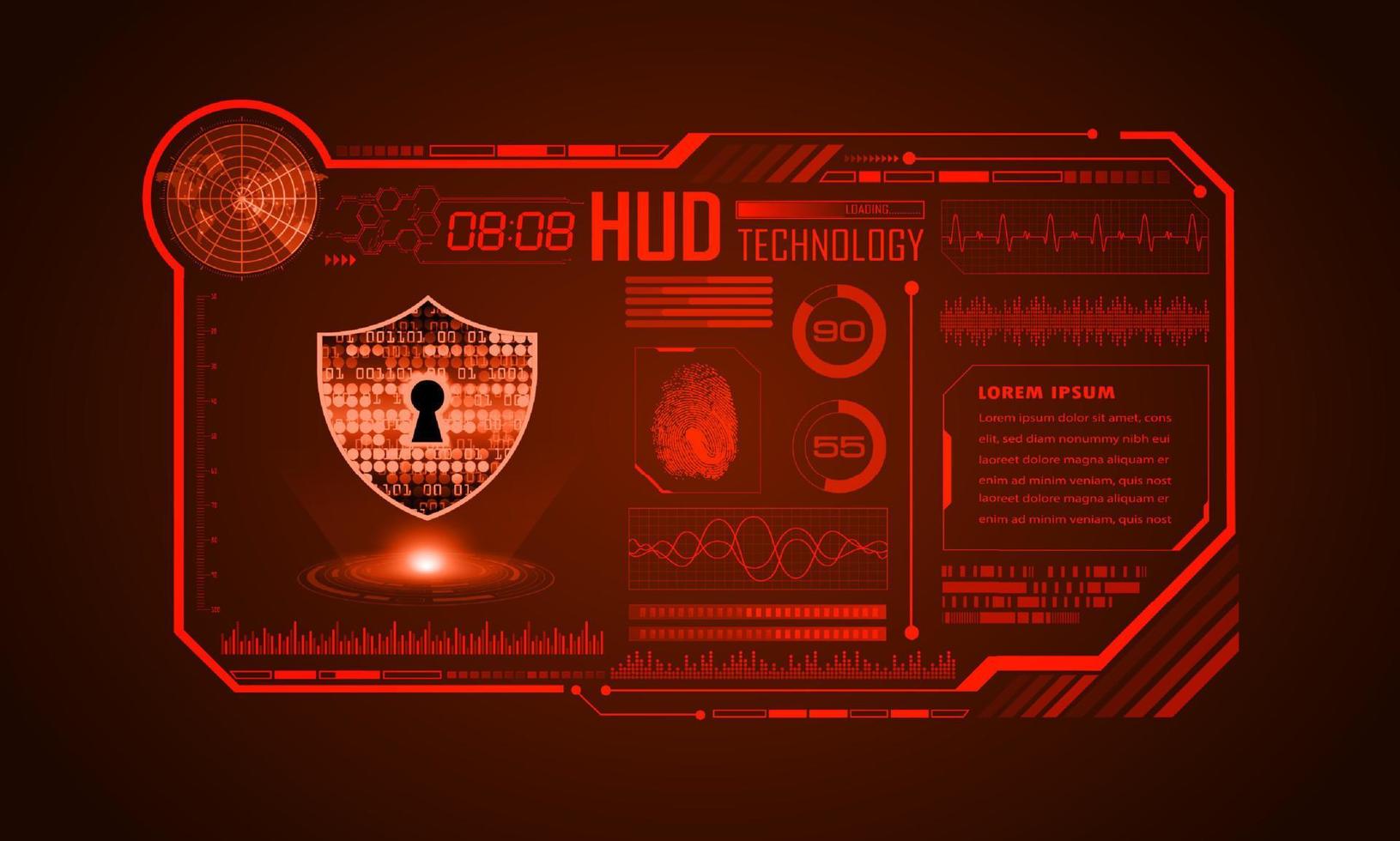 Modern HUD Technology Screen Background with padlock vector