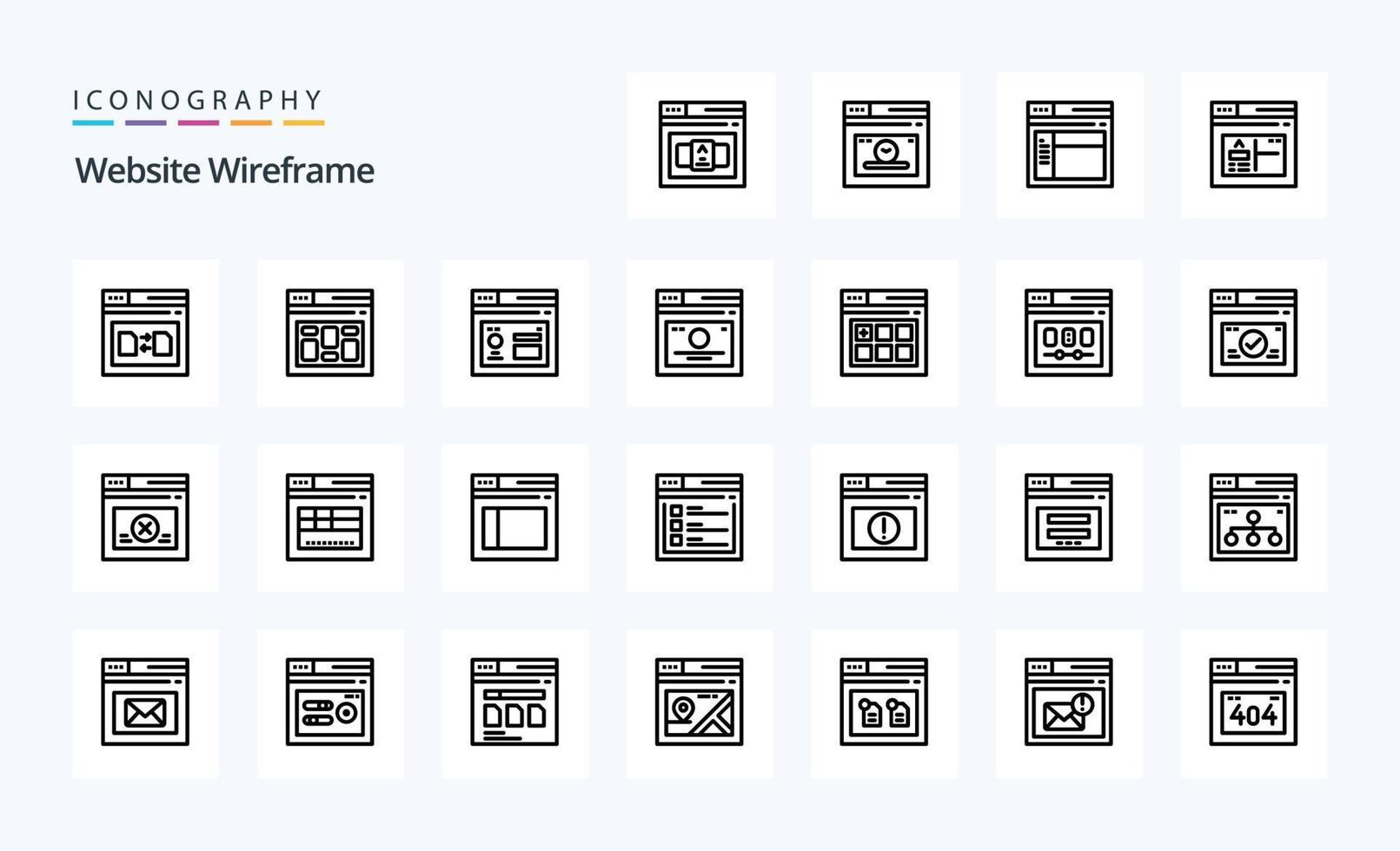 25 Website Wireframe Line icon pack vector