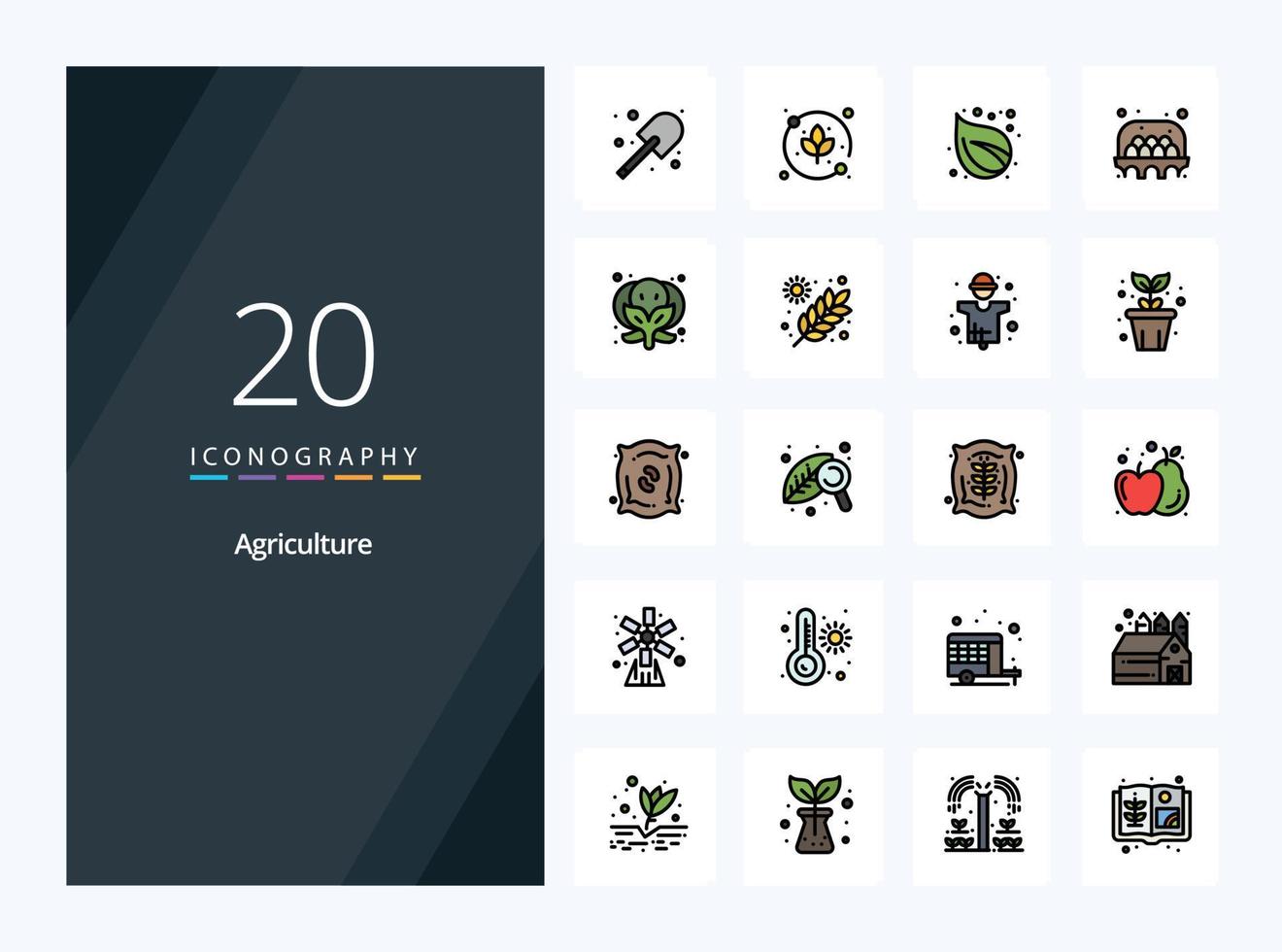 20 Agriculture line Filled icon for presentation vector