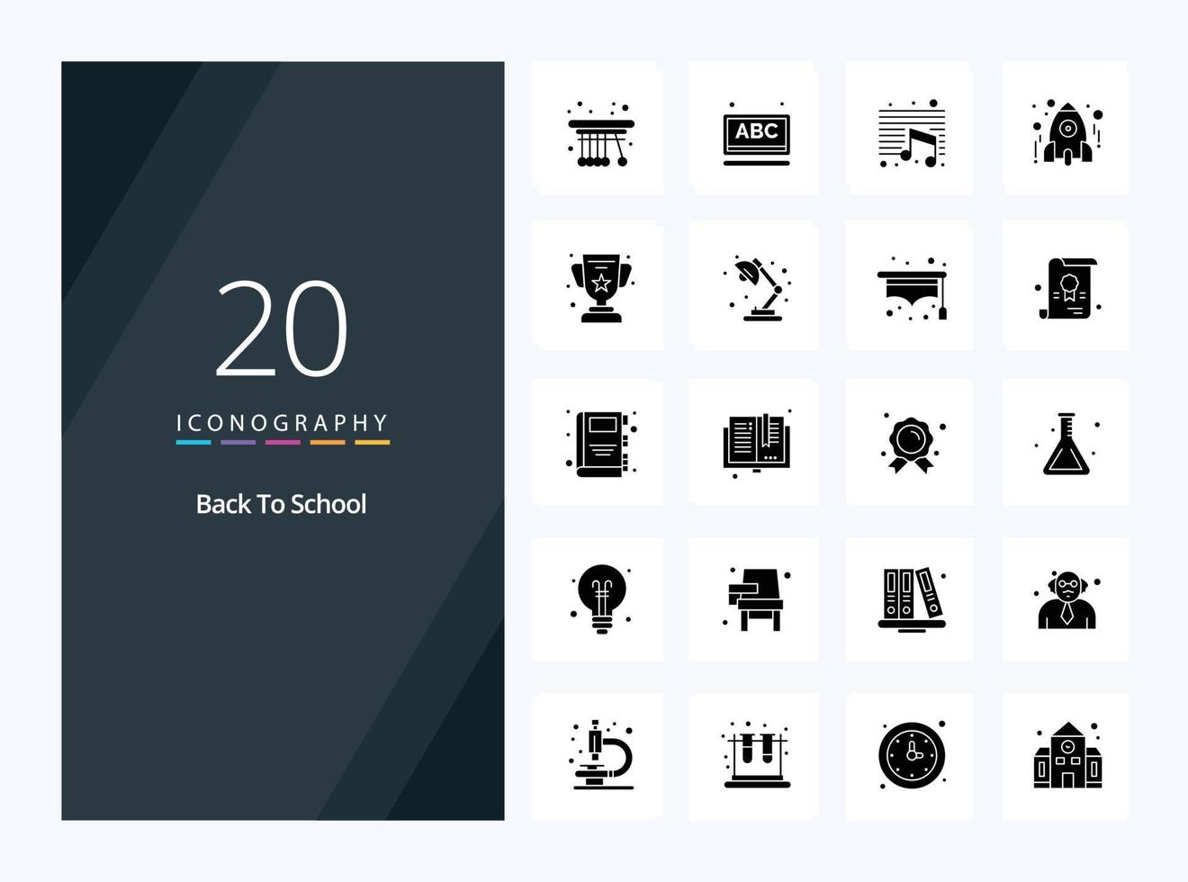 20 Back To School Solid Glyph icon for presentation vector