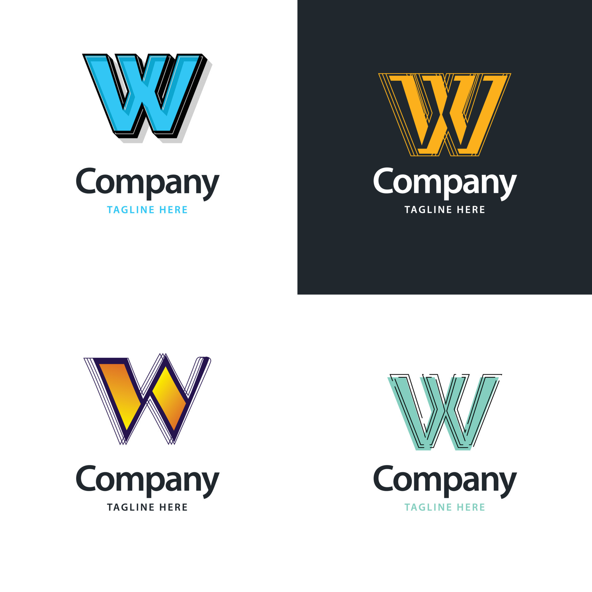 Free Vector  Letter w big logo pack design creative modern logos design  for your business