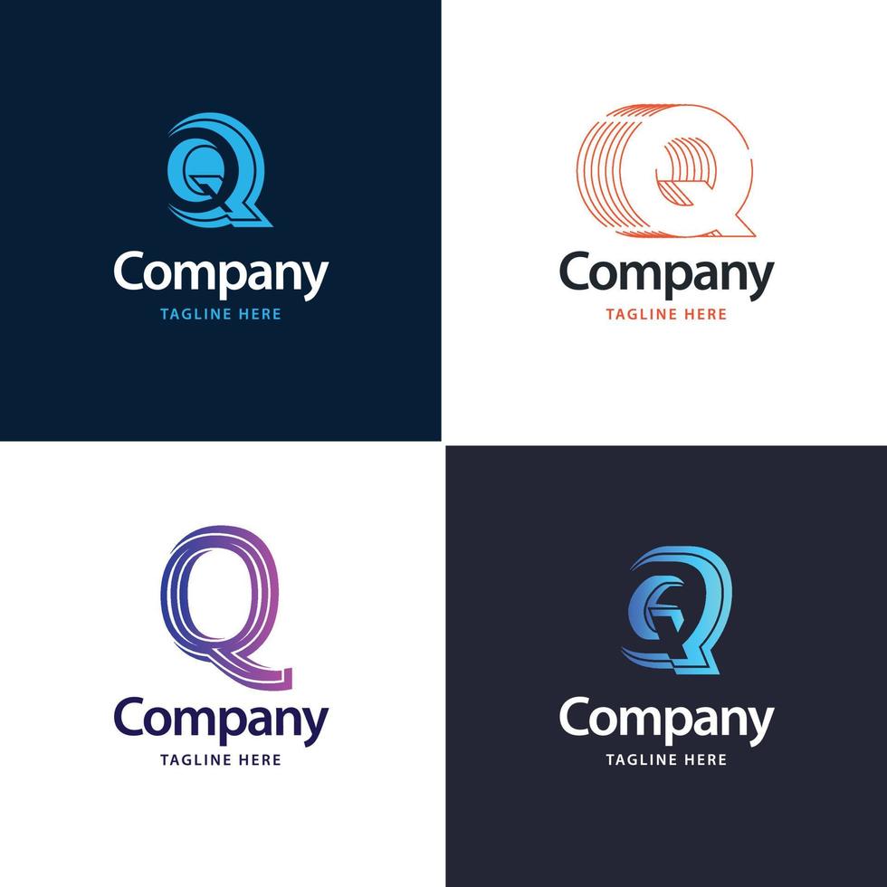 letra q diseño de paquete de logotipos grandes diseño de logotipos modernos y creativos para su negocio vector