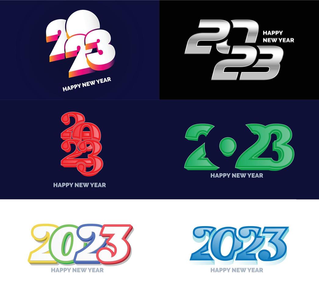 gran conjunto de 2023 feliz año nuevo diseño de texto de logotipo plantilla de diseño de número 2023 vector