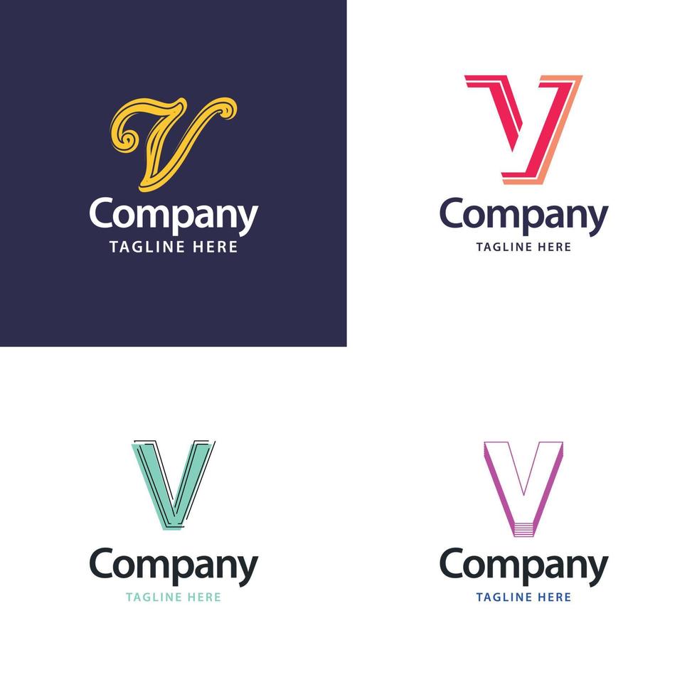 letra v diseño de paquete de logotipos grandes diseño de logotipos modernos y creativos para su negocio vector