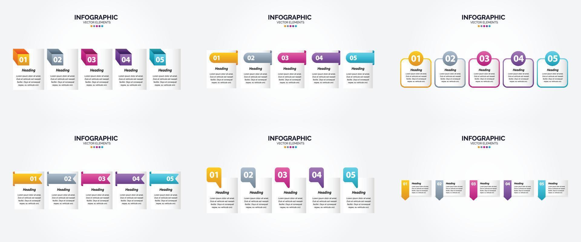 ilustración vectorial infografía conjunto de diseño plano para folleto publicitario y revista vector