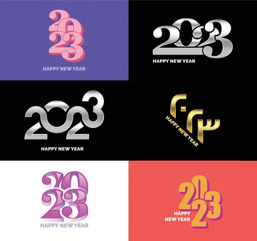 gran conjunto de 2023 feliz año nuevo diseño de texto de logotipo plantilla de diseño de número 2023 vector