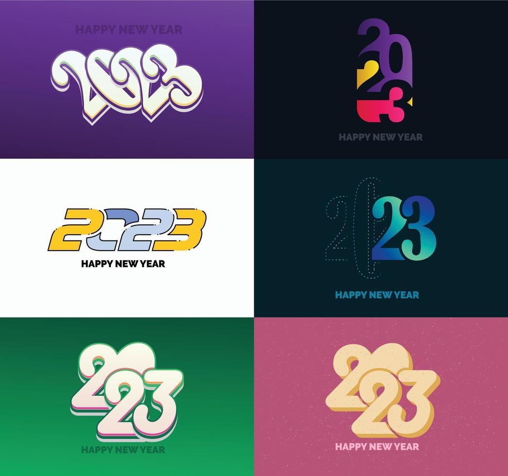 Big Collection of 2023 Happy New Year symbols Cover of business diary for 2023 with wishes vector