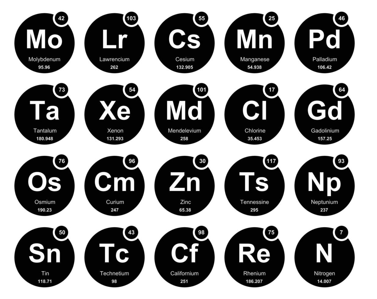 20 Preiodic table of the elements Icon Pack Design vector