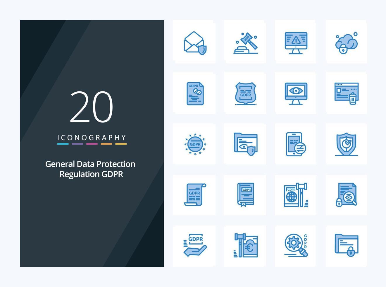 20 Gdpr Blue Color icon for presentation vector