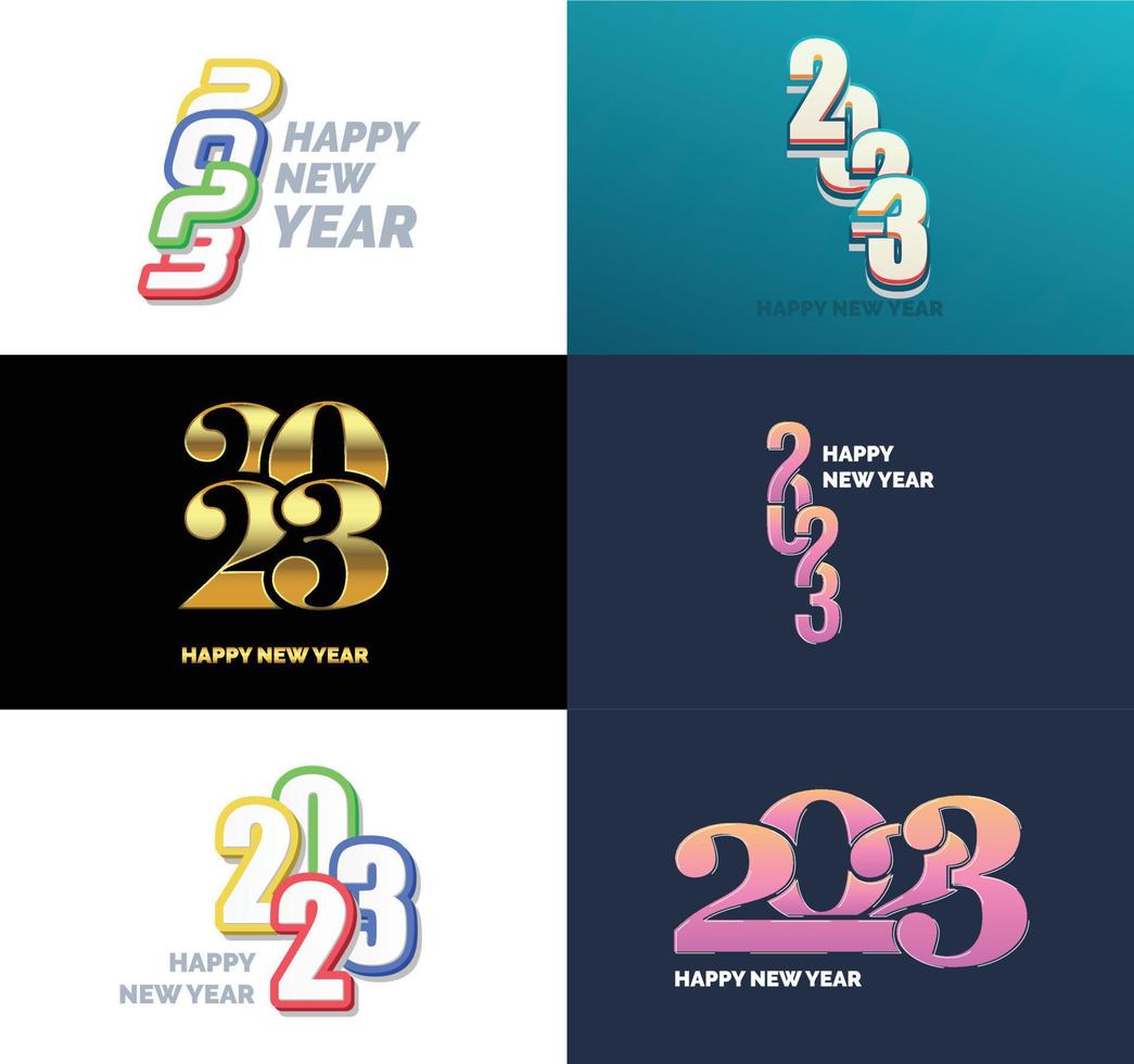 Big Collection of 2023 Happy New Year symbols Cover of business diary for 2023 with wishes vector
