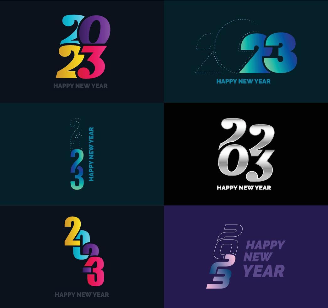 gran conjunto de 2023 feliz año nuevo diseño de texto de logotipo plantilla de diseño de número 2023 vector