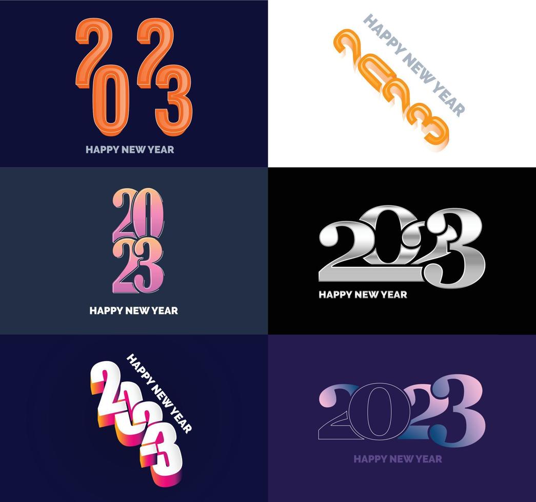 gran conjunto de 2023 feliz año nuevo diseño de texto de logotipo plantilla de diseño de número 2023 vector