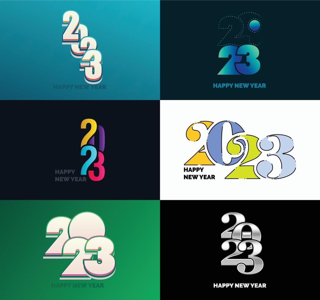 gran conjunto de 2023 feliz año nuevo diseño de texto de logotipo plantilla de diseño de número 2023 vector