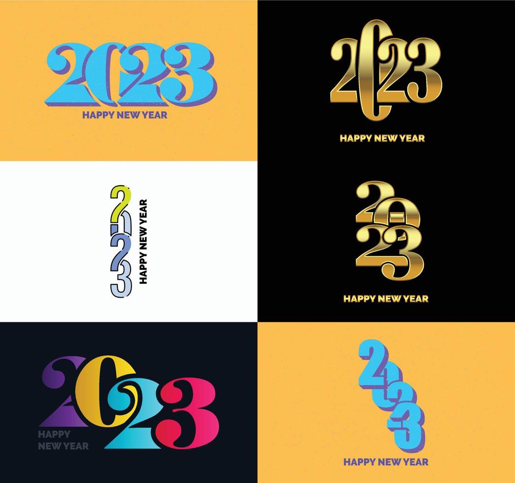 Big Set of 2023 Happy New Year logo text design 2023 number design template vector