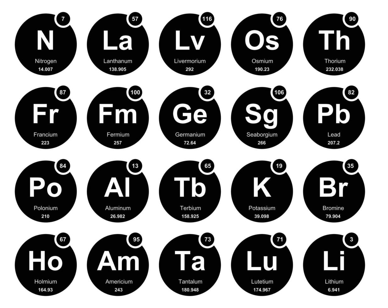 20 Preiodic table of the elements Icon Pack Design vector