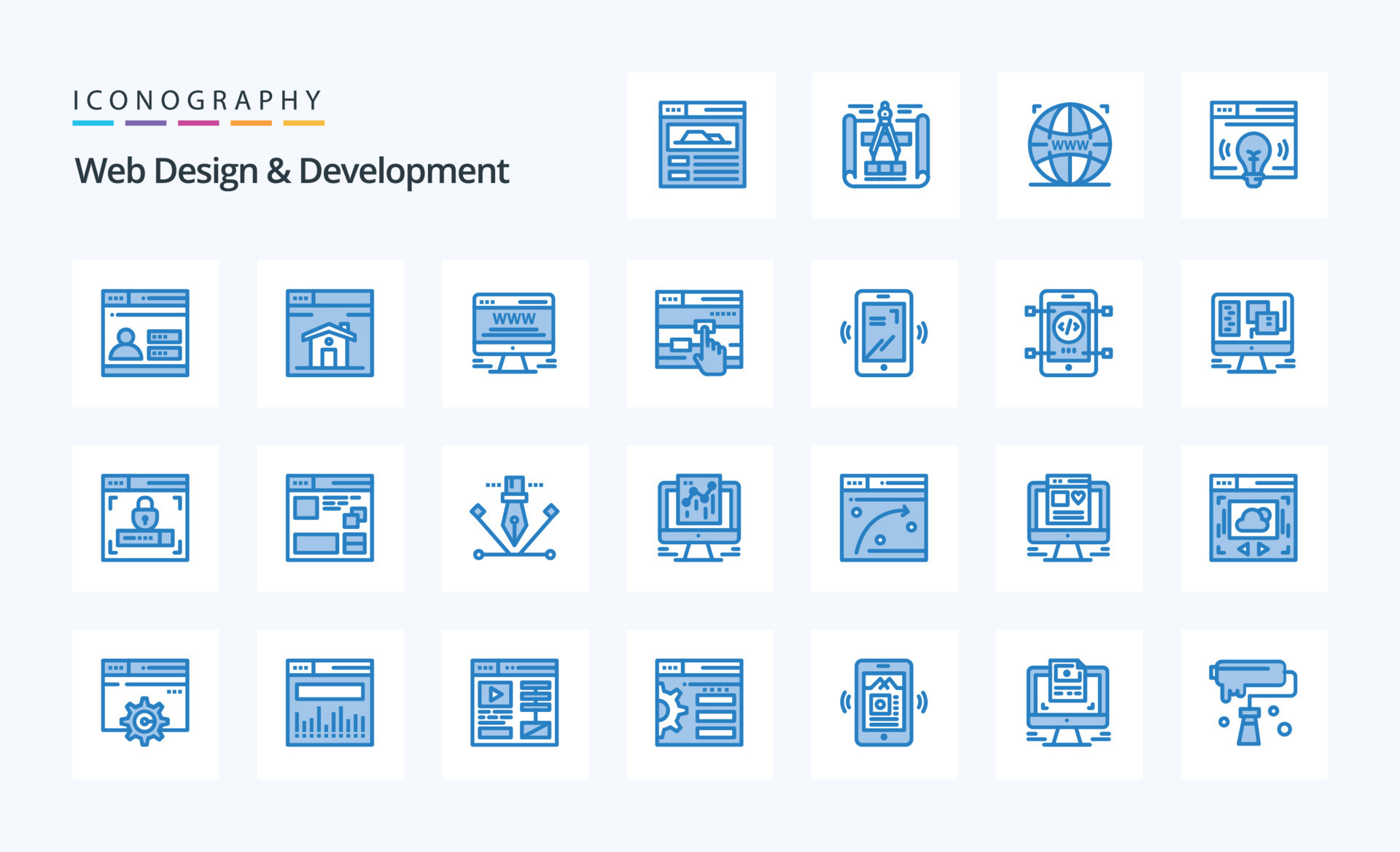 25 Web Design And Development Blue icon pack 18398878 Vector Art at ...